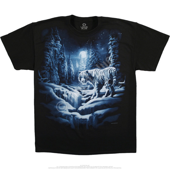 Liquid Blue Snow Tiger Black T-Shirt