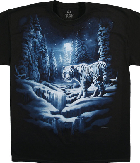 liquid blue Snow Tiger Black T-Shirt