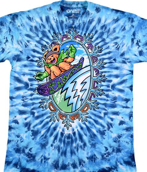 liquid blue Snowboard Bears Tie-Dye T-Shirt