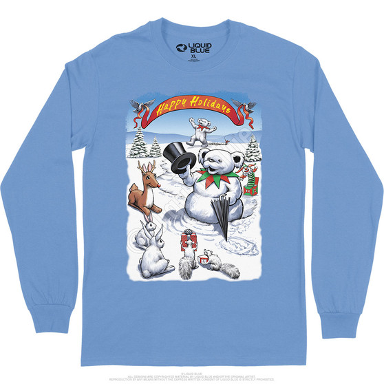 Liquid Blue Snowman Bear Long Sleeve T-Shirt