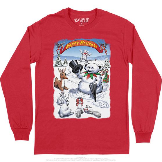 Liquid Blue Snowman Bear Long Sleeve T-Shirt