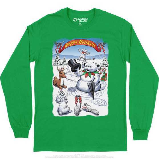 Liquid Blue Snowman Bear Long Sleeve T-Shirt