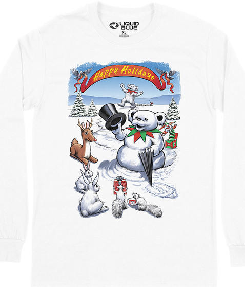 Liquid Blue Snowman Bear Long Sleeve T-Shirt