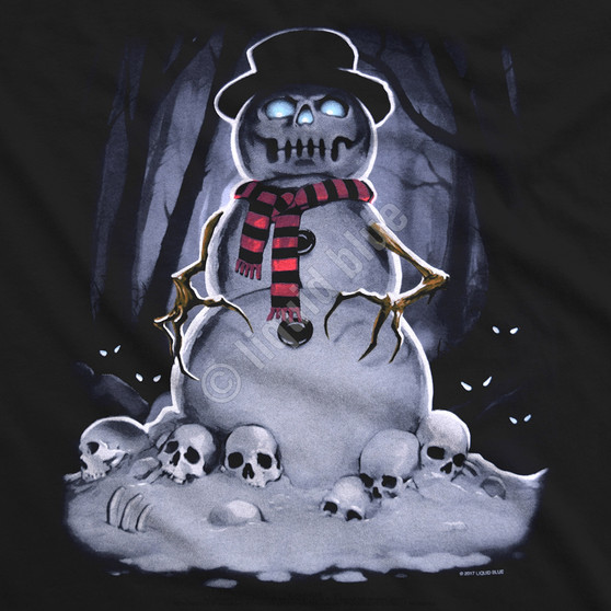 Liquid Blue Snowman Black T-Shirt