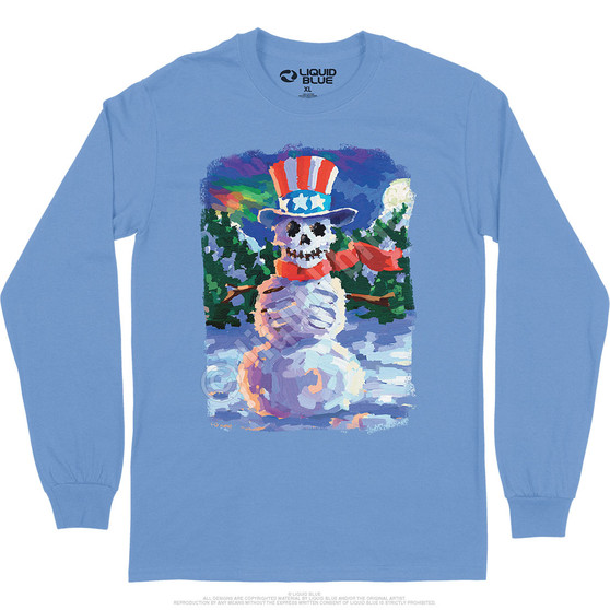 Liquid Blue Snowman Skeleton Long Sleeve T-Shirt