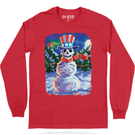 Liquid Blue Snowman Skeleton Long Sleeve T-Shirt