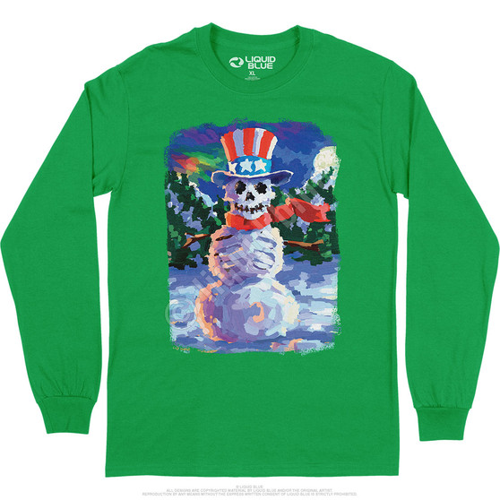 Liquid Blue Snowman Skeleton Long Sleeve T-Shirt