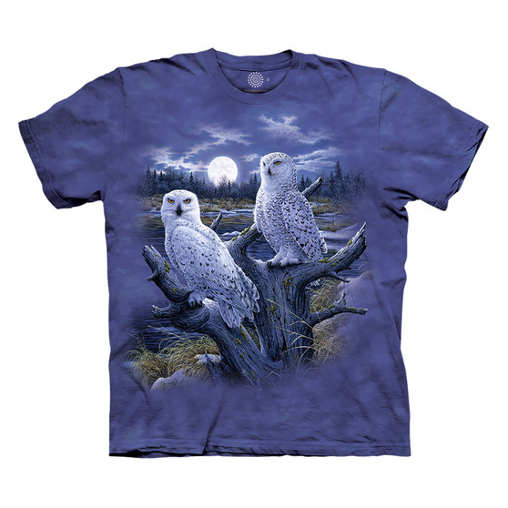 Liquid Blue Snowy Owls Classic Cotton T-Shirt