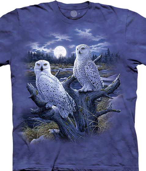 liquid blue Snowy Owls Classic Cotton T-Shirt
