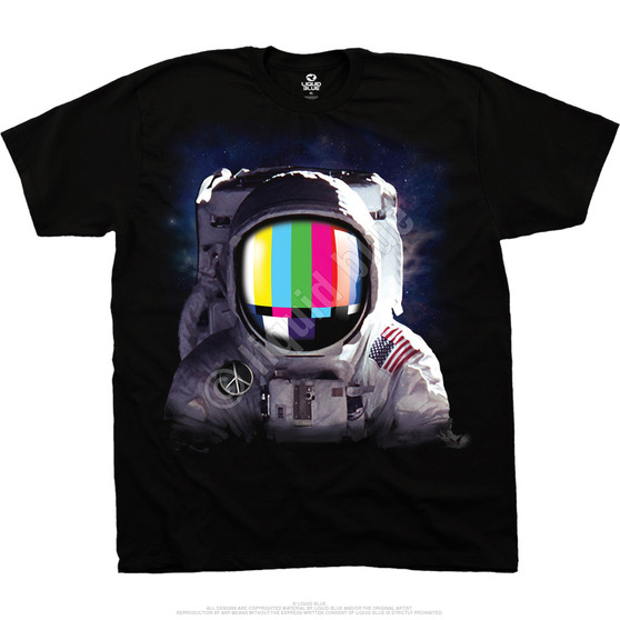 Liquid Blue Space Station Black T-Shirt