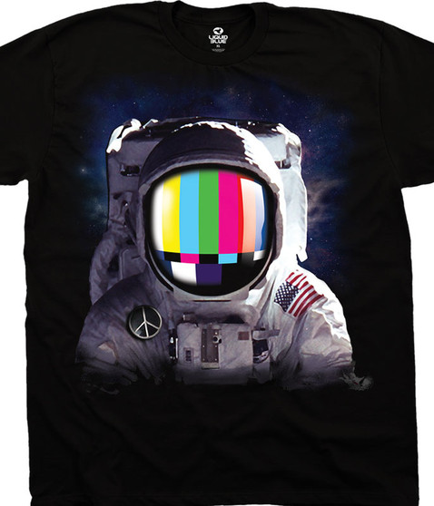 liquid blue Space Station Black T-Shirt