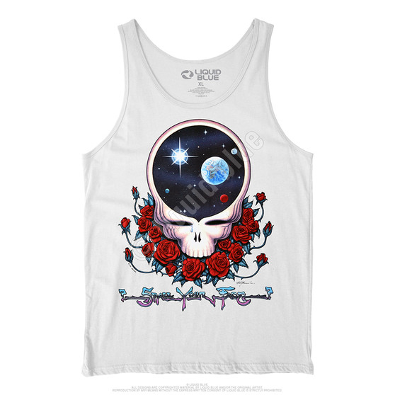 Liquid Blue Space Your Face White Tank Top T-Shirt