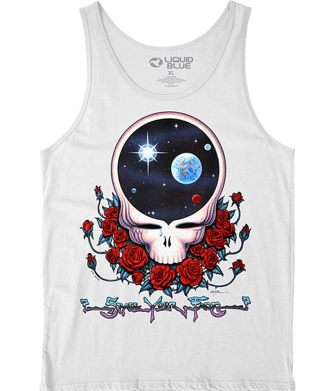 liquid blue Space Your Face White Tank Top T-Shirt