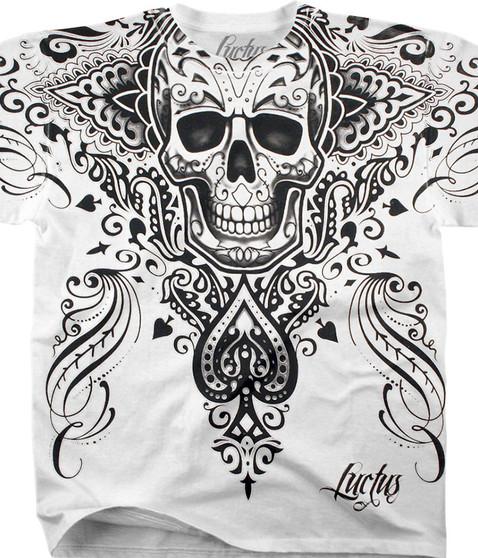 liquid blue Spade Skull White Athletic T-Shirt