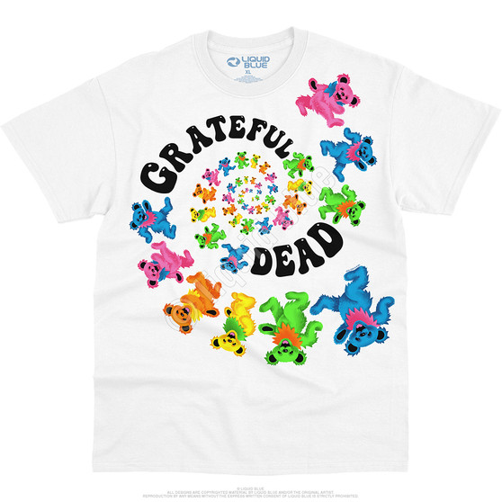 Liquid Blue Spiral Bears 3.0 White T-Shirt