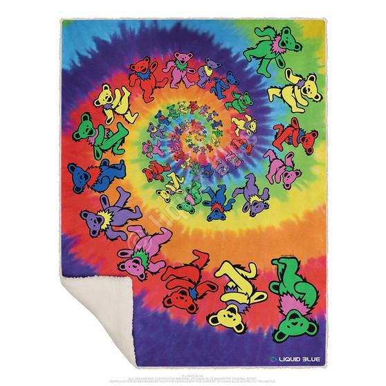 Liquid Blue Spiral Bears Fleece Throw Blanket