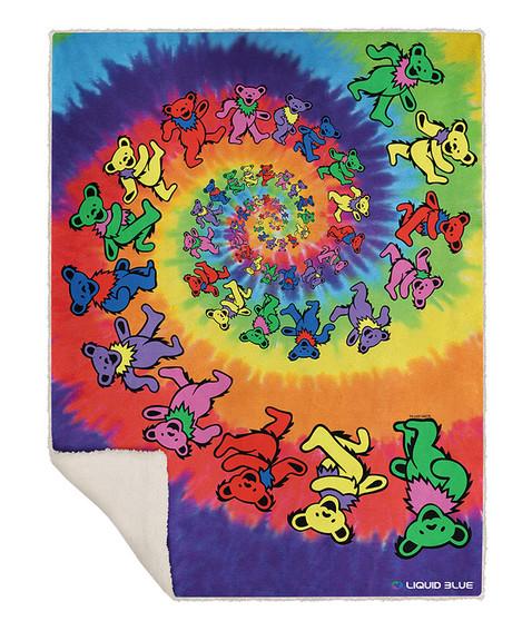 liquid blue Spiral Bears Fleece Throw Blanket