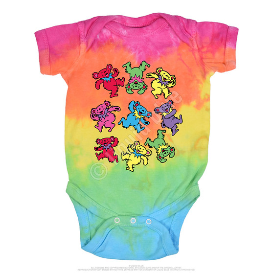 Liquid Blue Spiral Bears Tie-Dye Onesie
