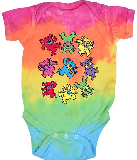liquid blue Spiral Bears Tie-Dye Onesie