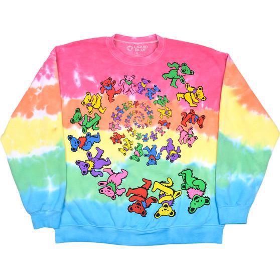 Liquid Blue Spiral Bears Tie-Dye Sweatshirt