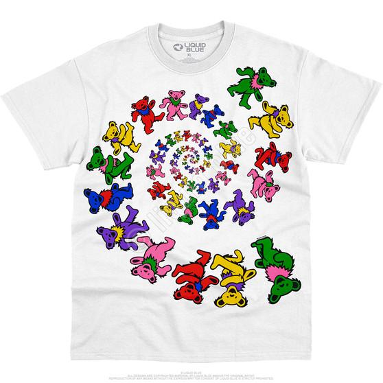 Liquid Blue Spiral Bears White T-Shirt