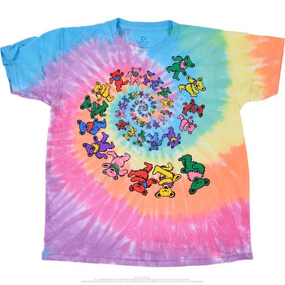 Liquid Blue Spiral Bears Youth Tie-Dye T-Shirt