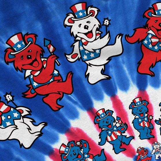 Liquid Blue Spiral Patriotic Bears Tie-Dye T-Shirt