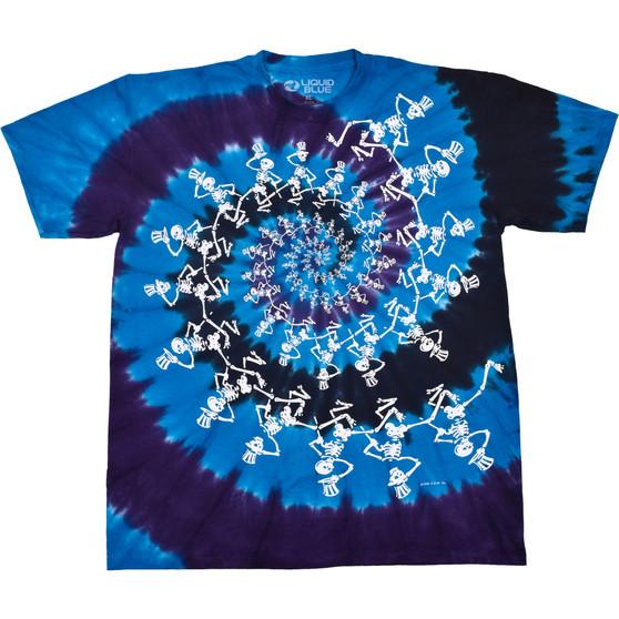 Liquid Blue Spiral Skeletons Tie-Dye T-Shirt