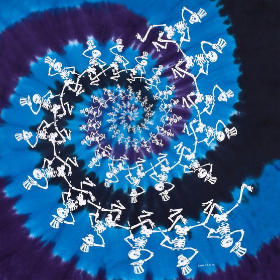 Liquid Blue Spiral Skeletons Tie-Dye T-Shirt
