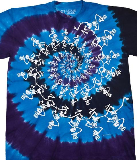 liquid blue Spiral Skeletons Tie-Dye T-Shirt
