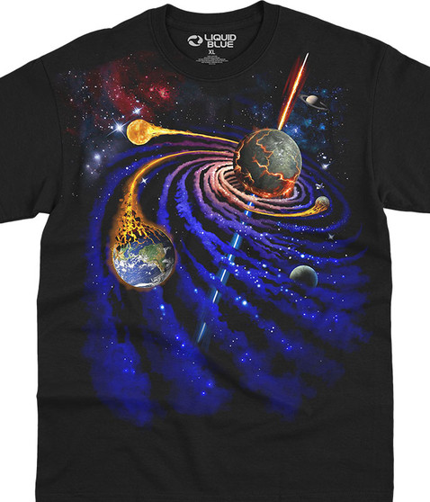 liquid blue Spiral Space Black T-Shirt