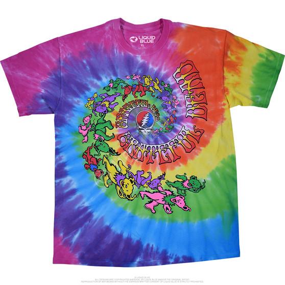 Liquid Blue Spiral Trippy Bears Tie-Dye T-Shirt