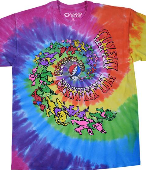 liquid blue Spiral Trippy Bears Tie-Dye T-Shirt