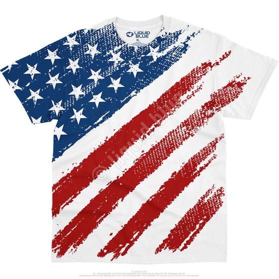 Liquid Blue Star Spangled Banner White T-Shirt