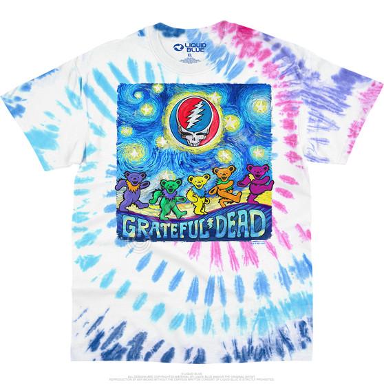 Liquid Blue Starry Bears Tie-Dye T-Shirt