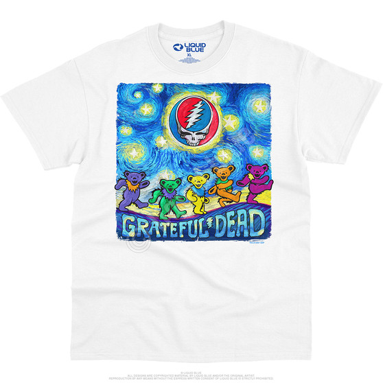 Liquid Blue Starry Bears White T-Shirt