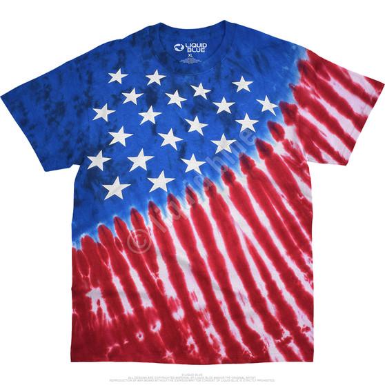 Liquid Blue Stars And Stripes Tie-Dye T-Shirt