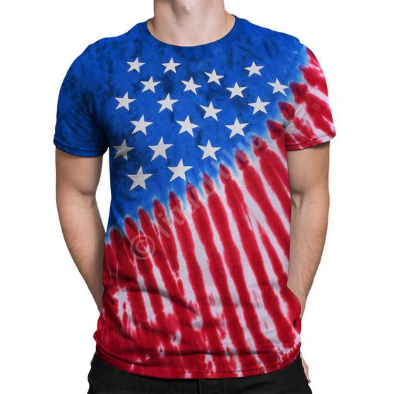 Liquid Blue Stars And Stripes Tie-Dye T-Shirt
