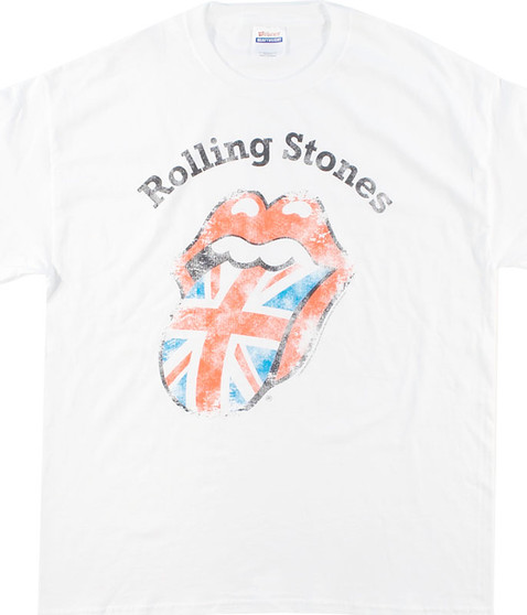 liquid blue Stones Union Jack White T-Shirt
