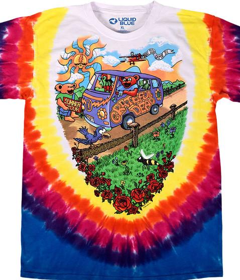 liquid blue Summer Tour Bus Tie-Dye T-Shirt