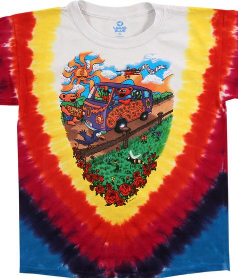 liquid blue Summer Tour Bus Youth Tie-Dye T-Shirt