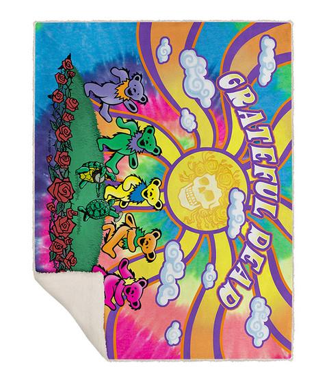 liquid blue Sunshine Bears Fleece Throw Blanket