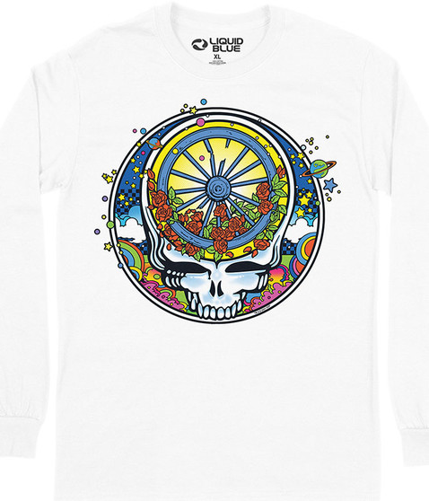 liquid blue SYF Wheel & Roses Long Sleeve T-Shirt