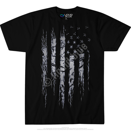 Liquid Blue Tattered And Torn Black T-Shirt
