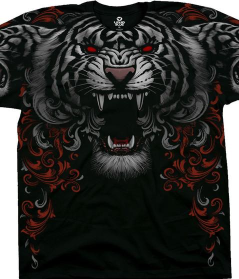 liquid blue Three Tiger Roar Black T-Shirt