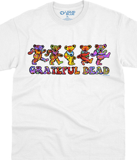 liquid blue Tie-Dye Bears White T-Shirt