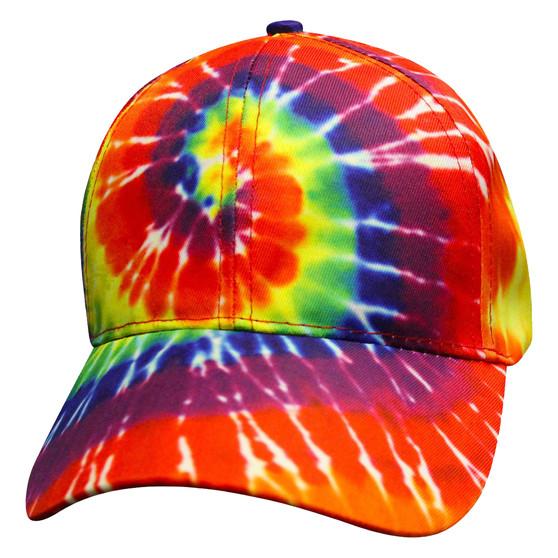 Liquid Blue Tie-Dye Rainbow Spiral Hat