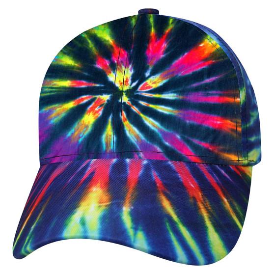 Liquid Blue Tie-Dye Rainbow Streak Hat