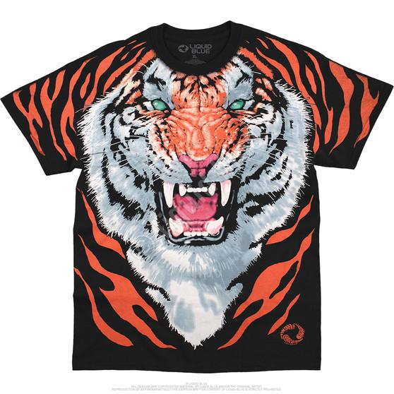 Liquid Blue Tiger Black T-Shirt
