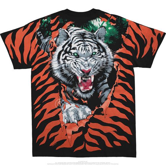 Liquid Blue Tiger Black T-Shirt
